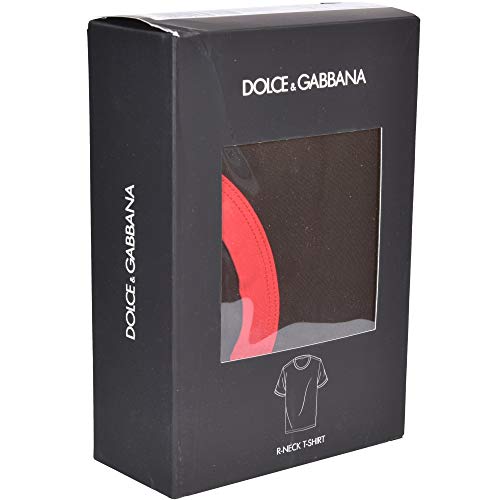Dolce & Gabbana Deporte Contraste Logotipo Camiseta De Hombre, Negro/Rojo Grande