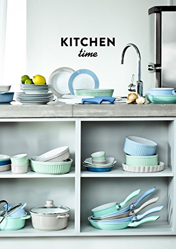 Domestic Top Selection by Mäser, Serie Kitchen Time, sartén de 24 cm, Antiadherente, con Revestimiento de cerámica ILAG Blanco, en Color Azul