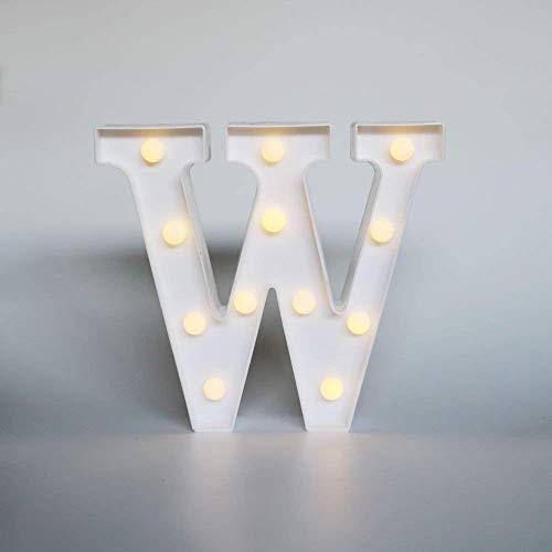 DON LETRA Letras Luminosas Decorativas con Luces LED, Letras del Alfabeto A-Z, Altura de 22cm, Color Blanco - Letra W