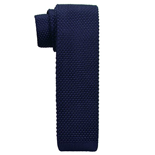 DonDon corbata de punto estrecha de color azul oscuro 5cm