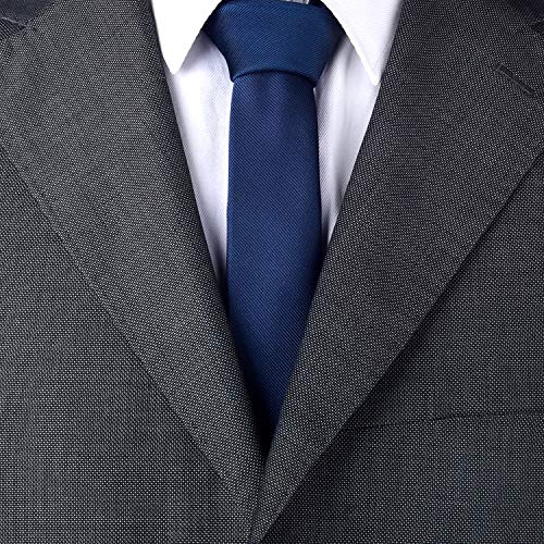DonDon Corbata estrecha 5 cm de color azul marino - hecho a mano