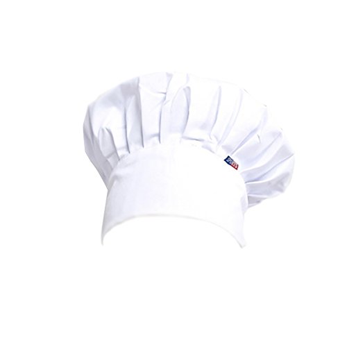 Dosige Sombrero de Chef Hotel Servidor Cocina Suministros de repostería Sombrero en Tejido Hombres y Mujeres Sombrero de Trabajo Chef Sombrero Seta Plisada （ Blanco ）
