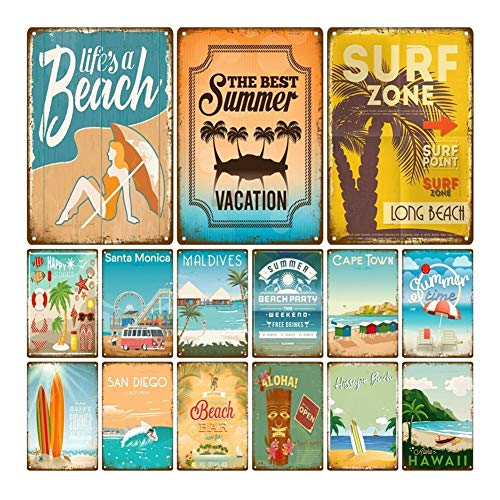 DOUYUAN Iron Painting Playa de Surf Retro decoración de la Barra de Chapa por Elegante lamentable de la decoración del hogar Placa de Metal sesión 20x30cm Cartel de la Pared del Art déco