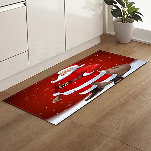 DREAMING-Navidad Cocina Sofá Alfombra Alfombra De Puerta Tira Larga Baño Alfombra Antideslizante, Alfombra para El Hogar 40 * 120cm
