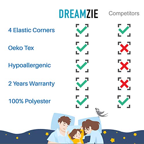 Dreamzie - Sabana Bajera 150 x 190/200 cm 100% Poliéster Microfibra - Azul Cerúleo - Oeko Tex Sin Producto Químico (Garantía 2 Años) - Suave Piel de Melocotón con Elástico Total