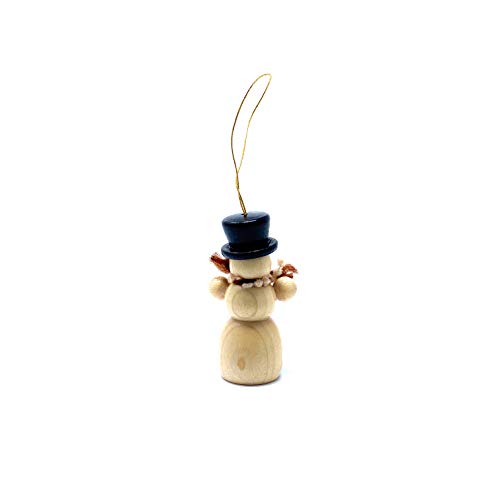Drechslerei Friedbert Uhlig 09/D BB - Figura de muñeco de nieve (5 cm de altura, para colgar, madera regional, torneada, hecha a mano)