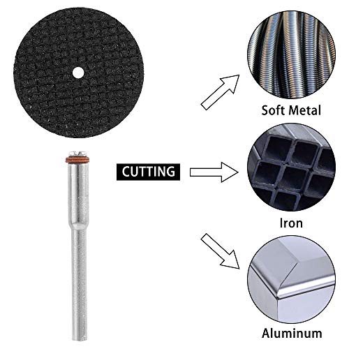 Dremel - Juego de 41 hojas de sierra circulares de metal, disco de corte de diamante, minihoja de sierra HSS, hoja de sierra de resina con 5 mandriles para madera, cristal, plástico, piedra y metal