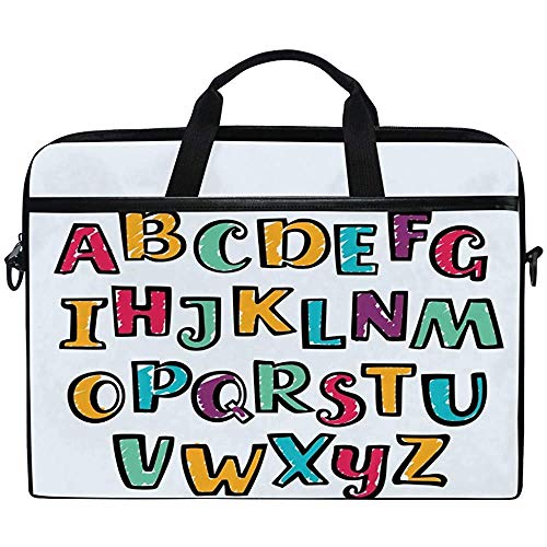 D.T.G Laptop Case Divertidos Dibujos Animados,Mayúsculas,Alfabeto,Mayúsculas Y Minúsculas,Funda para Portátil,Bandolera,Bandolera,Asa para El Hombro,Regalos De Regreso A La Escuela,14-14.5 Pulgadas