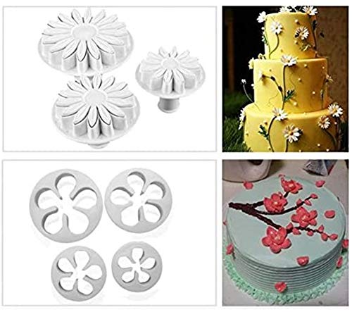 DUBENS - Juego de 46 herramientas para tartas, fondant, fondant, pasteles, dulces, decoración para galletas, helado, molde para hornear, color blanco