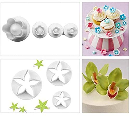 DUBENS - Juego de 46 herramientas para tartas, fondant, fondant, pasteles, dulces, decoración para galletas, helado, molde para hornear, color blanco