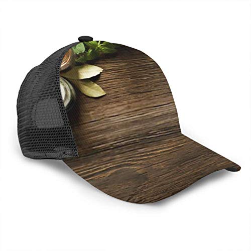 DUKAI Gorra de béisbol Hombres Mujeres, Verduras sobre Fondo de Madera Vieja Sobrecarga Ajustable Trucker Mesh Summer Vented Baseball Sun Cap Sombrero Sombreros para Hombre