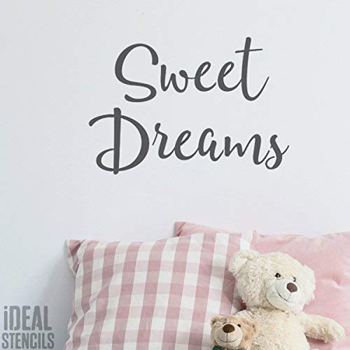 Dulce Dreams Cuarto Del Bebé Plantilla | Pintura Cuarto Del Bebé Decoración Casera de Pared|Patrón Plantilla para Paredes, Telas, Muebles | Reutilizable - SEMITRANSPARENTE ESTARCIDO, M/ 25X37CM