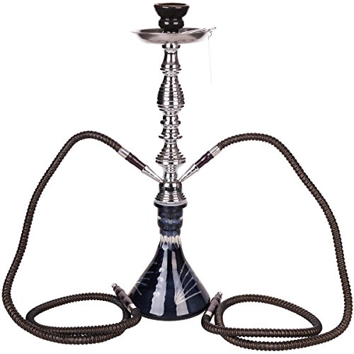 DXP Shisha Hookah 53 cm 2 Manguera Cachimba Narguile agua tubo vidrio fumar negro JYH01
