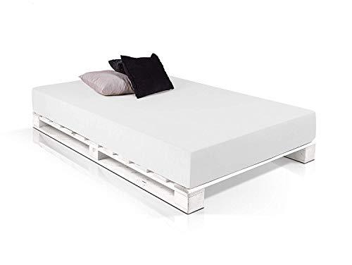 Dydaya Palets Blancos de 90 x 200 de Madera Lijados y Pintados de Blanco para Somier y Decoración & Pallets para Camas, Somieres, Estructuras (Somier Palets 90 x 200 x 15 cm, 1)