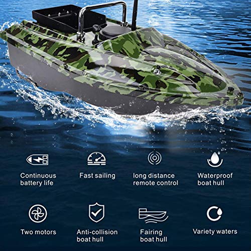 DYJD 500M Remoto de Cebo Vivo Barco de Juguete Motor Doble Fish Detector Reflector Fijo Cruise Velocidad de la Nave de Cebo para Enviar bichero del Barco de Pesca, Negro