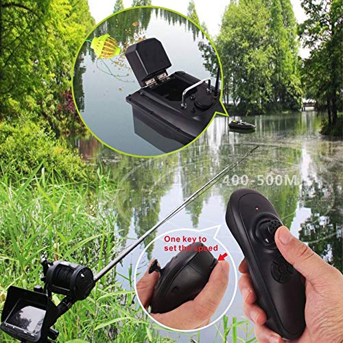 DYJD 500M Remoto de Cebo Vivo Barco de Juguete Motor Doble Fish Detector Reflector Fijo Cruise Velocidad de la Nave de Cebo para Enviar bichero del Barco de Pesca, Negro