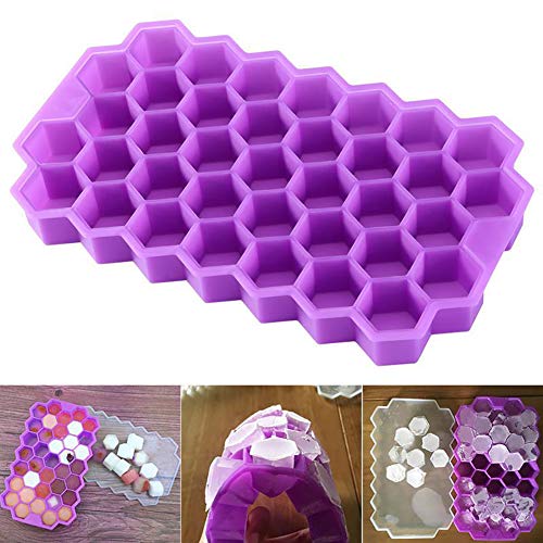 Dyyicun12 - Cubitera de hielo con forma de panal de abeja, bandeja de almacenamiento de silicona con tapa