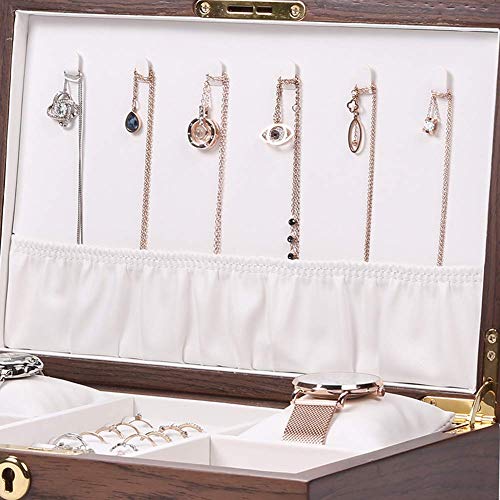 DZX Tenedor de Madera de la joyería, joyero clásico con la Cerradura, Caja del Organizador para la Pulsera A del Collar del Anillo del Pendiente