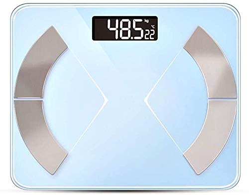 EAHKGmh Báscula de baño Balanza Industrial Escala de Grasa Corporal Bluetooth for el Peso Corporal de Grasa Masa Muscular BMR for Hoteles Gimnasio en casa Baño (Color : Blue)
