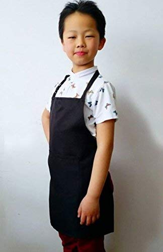 Eastery Comercio Unisex Delantales Niños Azul Artesanía Delantal Niños Pintura Arte Estilo Simple para Niños Cocina Smock School Paint 55 * 52Cm (Color : Schwarz 6, Size : Size)
