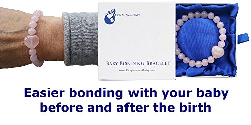 Easy Mom and Baby - Pulsera para bebé y madre, perlas de cuarzo rosa, para crear una conexión durante la lactancia materna rosa Rosa. Talla:neues Design