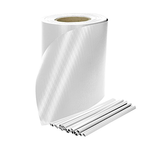 ECD Germany Rollo de Protección Cercado 35m x 19cm 7m² Película de PVC para Vallas Tiras de Ocultación Vista y Contra el Viento para Cercas de Varilla Doble y Simple con 20 Clips de Fijación Blanco