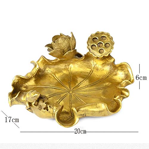 ECSWP Cenicero de Cobre decoración Loto de Cobre Puro Gran cenicero Hoja de Loto hogar Feng Shui Escritorio artesanía joyería