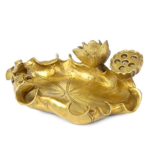 ECSWP Cenicero de Cobre decoración Loto de Cobre Puro Gran cenicero Hoja de Loto hogar Feng Shui Escritorio artesanía joyería