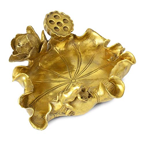 ECSWP Cenicero de Cobre decoración Loto de Cobre Puro Gran cenicero Hoja de Loto hogar Feng Shui Escritorio artesanía joyería