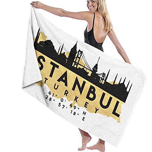 Edmun Turquía Skyline Map Art Toallas de Playa de baño de Secado rápido súper Absorbente Ligero Ligero Novedad 80x130cm