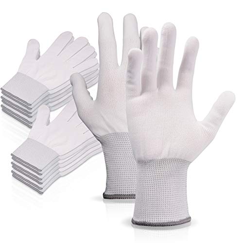 Ehdis Guantes De Trabajo Blancos de Nylon Guantes de Trabajo - 6 Pares