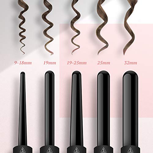 ELEHOT Rizador Pelo Planchas Rizadoras Profesional Pantalla LCD Tenacillas Pelo Ceramica Muitifunción 5 en 1 con Barras Recambiable Rizador de Pelo Temperatura Ajustable Negro… (gris)