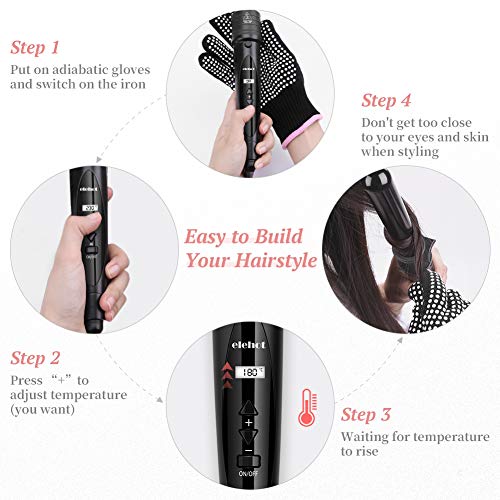 ELEHOT Rizador Pelo Planchas Rizadoras Profesional Pantalla LCD Tenacillas Pelo Ceramica Muitifunción 5 en 1 con Barras Recambiable Rizador de Pelo Temperatura Ajustable Negro… (gris)