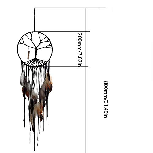 Eletam Árbol de la Vida Atrapasueños Joyería Interior Amuleto de Cristal Adorno Colgante Hecho a Mano Xr075