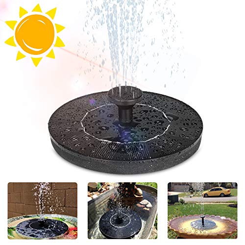 Eletorot Solar Fuente Bomba, 1.2 W Fuente Solar Flotador Jardin con 5 Boquillas Pequeño Estanque,Baño de Aves, Fish Tank,Decoración de Jardín