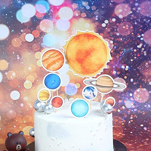 Elinala Decoracion para Tartas Infantiles, Decoración de Pastel Especial, 16 piezas Toppers de decoración de pastel de cumpleaños para niños de fiesta temática espacial de astronauta y sistema solar