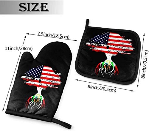 Eliuji Bandera Americana Raíces peruanas Bandera de Perú Manoplas de Horno y Soportes para ollas Conjuntos Guantes de Cocina Guantes para Hornear