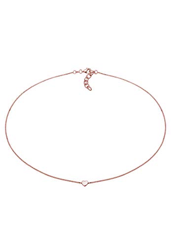 Elli Collares Cadena de tipo «choker» para mujer con adorno de corazón, fabricada en plata de ley de 925