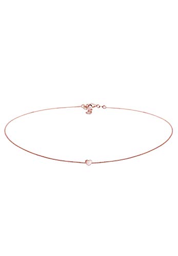 Elli Collares Cadena de tipo «choker» para mujer con adorno de corazón, fabricada en plata de ley de 925