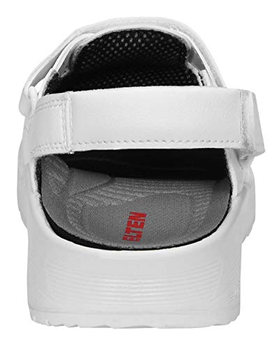 Elten Michel White ESD SB - Zuecos de trabajo para hombre (ligeros, puntera de acero), color blanco, 45, Blanco, 1