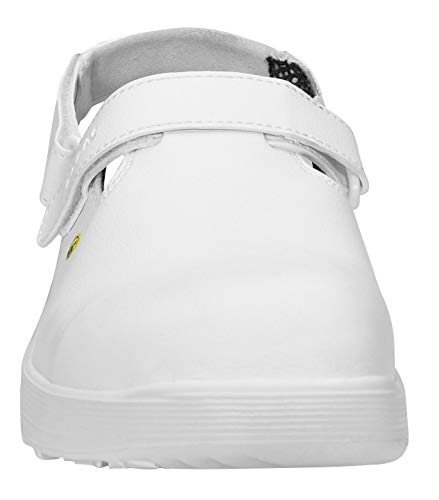 Elten Michel White ESD SB - Zuecos de trabajo para hombre (ligeros, puntera de acero), color blanco, 45, Blanco, 1