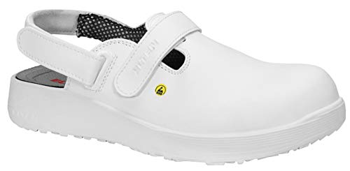 Elten Michel White ESD SB - Zuecos de trabajo para hombre (ligeros, puntera de acero), color blanco, 45, Blanco, 1