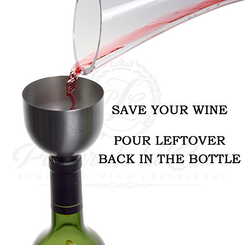 Embudo con Filtro Acero INOX 3en1 - Decantador de Vino, Aireador de Jarra y Copas, Vertedor Oxigenador Antigoteo - Mejora el Vino y Elimina Residuos - Regalo Original Cocina, Hogar, Boda, Cumpleaños