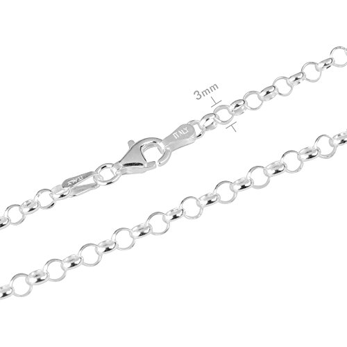 EMPATHY JEWELS Cadenas de Plata para Hombre en 5 tamaños - Collar Plata Hombre de 3mm de Grosor - Cadena de Plata para Hombre de fabricación Italiana - Cadenas Hombre Plata para Hacer un Regalo.