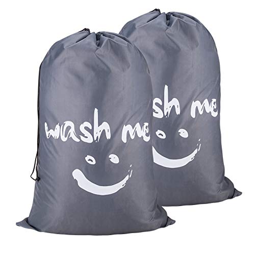 Eono Amazon Brand 2 Piezas Bolsas Cestos para la Colada, Gran Servicio de lavandería, Plegable Bolsa de Lavado de Ropa Bin (Gris)