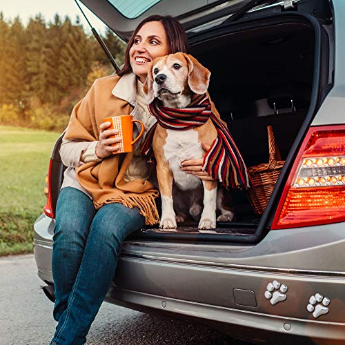 EQLEF® 4 Pares de la pata del perro del oso animal Huella 3D de coches pegatinas para el parachoques de la decoración de color de plata