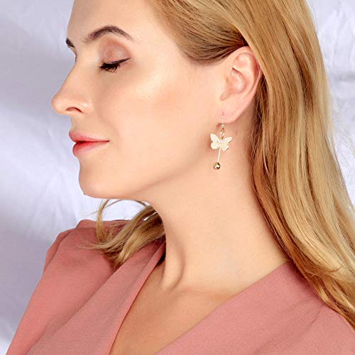Erin Earring Dancing Butterfly Drop Earrings Acrílico Pearl Gold Color Dangle Earrings Women Fashion Gift Wedding Nuevo
