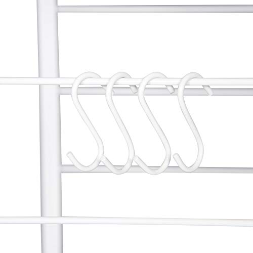 eSituro Estantería Librería Estante de Cocina de Almacenamiento de Organizador Multifuncional para Microondas Plantas con 4 Ganchos 4 Estantes Metal+MDF 60x40x123CM Blanco+Negro SSTR0042