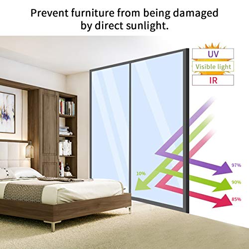 Essort Vinilo para Ventana Privacidad Pegatina Cristal 60x400cm Protector de Electricida Estática, Sola Lámina Privacidad de Una Manera Espejo Película Adhesiva （Plata）