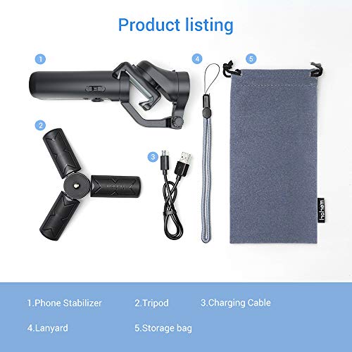 Estabilizador de Mano iSteady X Gimbal Estabilizador para Smartphone de 3 Ejes, para iPhone XS/XR/X/8/8/11 Plus, Samsung S10, S9, Note 9/8, Huawei P30,8 Horas de duración, 259 g One-Touch, 320°